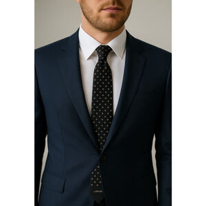 Lanvin Paris Silk Necktie Black Geometric Luxury Designer Men’s Tie France